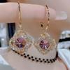 Brincos de diamante completos tridimensionais de cristal roxo Brincos femininos elegantes de luxo super flash zircão delicados brincos vintage high-end