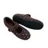 Zapatos Mary Jane de Lana con Puntos Franceses, Punta Redonda y Suela Plana para Mujer 2026 Otoño Invierno Estilo Ballet Zapatos Peludos