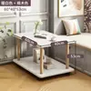 Mesa Auxiliar Lateral para Sofá Sala de Estar Mesa Pequeña Mesa de Café para el Hogar Mesa Cuadrada Lateral Móvil para Cama Estilo Crema Estante de Almacenamiento Mesa para Snacks