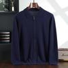 Suéter de Cachemir para Hombre Color Sólido Cuello Polo Tejido Cardigan Casual Cremallera Suéter Solapa Superior