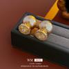 Pendientes de botón con perla de circonita y aguja de plata galvanizada en oro genuino, pendientes retro exquisitos de otoño e invierno, pendientes de alta calidad de fábrica al por mayor