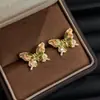Pendientes de Zirconia Coloridos Pesados Brillantes Artesanales Estilo Retro Artístico Elegantes para Cena Pendientes Vintage de Alta Gama