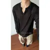 Top fino de manga larga calado estilo coreano para hombre y mujer, otoño, corte relajado, transpirable, holgado, elegante, versátil, top de moda casual