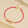 Pulsera de Hielo Triturado de Cinco Emperadores de Plata de Ley S925 para Mujer Nuevo Estilo Chino Tendencia Nacional Año del Zodiaco Pulsera de Cuerda Roja