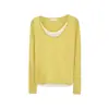 Ropa para Mujer Tallas Grandes: Camisa Base Bloque de Color Falsa de Dos Piezas con un Diseño Único para Primavera y Otoño, Estilo Holgado y Relajado