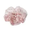 Diadema francesa súper de hada con estampado floral de leopardo, scrunchie vintage de organza, accesorio para el cabello femenino, cuerda para el cabello, banda elástica