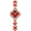 Liga viva de quatro folhas trevo moda pulseira decorativa relógio de quartzo esmeralda relógio feminino relógio mulheres fabricantes de relógios atacado
