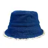 Sombrero Cubo de Mezclilla con Encaje Fresco Estilo Japonés, Versátil y Casual para Mujer, Sombrero de Sol para Primavera y Verano, Sombrero Cloche para Adelgazar la Cara, Moderno