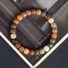 Pulsera de Raíz de Bodhi de Jade Blanco Multi-Tesoro de Color Caramelo Multicolor Desgastado, Pulsera de Bucle Único, Suave Alrededor del Dedo