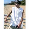 Colete com costas cruzadas masculino 100% algodão puro solto verão simples fresco sem mangas camiseta top camada base versátil