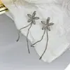Pendientes de Pétalo de Diamante Personalizados de Aguja Plateada, Pendientes de Borla Larga de Lujo Accesible, Pendientes de Moda de Nicho de Alta Gama para Mujer