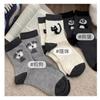 Calcetines de otoño e invierno para mujer, calcetines de felpa lindos con animales, cachorros, calcetines apilados de hilo de color gris, calcetines de algodón con combinación de colores ins