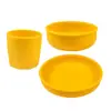 Venta al por mayor Juego de Vajilla Infantil Casual Escandinava de Silicona Plato de Cena de Silicona Bol para Comida Tenedor Cuchara Infantil Plato de Cena Juego de 5 Piezas