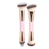 Set de 5 Brochas de Maquillaje Doble Cara Transfronterizo, Brocha para Base y Rubor, Brocha de Contorno de Tres Colores con Cerdas Suaves, Brocha para Polvo Suelto, Herramientas de Belleza de Comercio Exterior