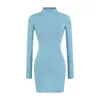 Vestido bodycon justo de gola alta e manga longa estilo garota ousada, nova coleção de primavera, moderno e versátil, modelador e valoriza a silhueta, perfeito como camada base ou vestido curto