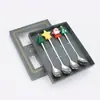 Conjunto de Colheres de Natal de Aço Inoxidável Utensílios de Mesa de Natal Colher de Café Garfo de Frutas Colher de Boneco de Natal Cartoon Colher Garfo