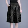 Shorts de Cetim de Acetato Estilo Chinês Seda Seda de Amora Jacquard Calças de Perna Larga Novo Estilo Chinês Cintura Alta Soltas Calças Casuais para Mulheres Verão