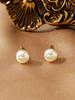 Aretes de Perlas de Imitación Moda Simple Aretes de Perlas Joyería Acero Inoxidable Versátil Zircón Retro Mini Aretes Redondos para Mujeres