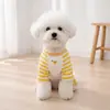 Moda Cachorro Listrado Quatro Patas Ursinho Bichon Golden Retriever Desenho Animado Fofo Roupas Primavera e Verão Confortável e Respirável