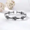 Atacado Pulseira Cruz Flor Prata Esterlina 925 Aberta Ajustável Masculina e Feminina Cruz Prata Tailandesa Punk Moda Joias