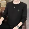 Fabricante Direto Suéter Masculino de Alta Qualidade para Primavera e Outono, Novo Top Casual com Gola Redonda e Mangas Longas, Camada Base Jacquard
