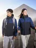 Cortavientos tres en uno de bloques de color, unisex, impermeable, a prueba de viento, cálido, con forro polar, adecuado para actividades al aire libre, senderismo y trabajo