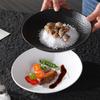 Plato Hondo Nórdico Simple con Patrón de Piedra Plato Hondo de Cerámica para Sopa Tazón Hondo Comercial Plato Profundo Tazón para Fruta Salah Vajilla Blanca y Negra