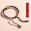 Pulsera de cordón rojo tejida con nudo de diamante, cuentas de barril de la suerte azul ardiente de oro antiguo, estilo chino, pulsera de pareja para hombres y mujeres