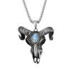 Colar Pingente Longo de Aço Titânio com Pingente Personalizado Retro Viking Cabeça de Bode Maligna Satânica Espírito Demoníaco