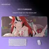 Alfombrilla de ratón de anime de chica bidimensional, grande, engrosada, con borde antideslizante y bloqueo de borde, protección de muñeca para juegos de ordenador, alfombrilla para teclado, alfombrilla de escritorio