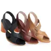 Especial de Comercio Exterior para 2024 Nuevos Zapatos Romanos de Punta Abierta y Punta de Pez con Tacón Alto y Correa de Hebilla de Una Línea Sandalias Ajustadas de Cuero con Tacón Grueso