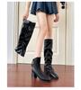 Caña de Bota Desmontable, Botas Largas y Cortas Convertibles, Nuevo Estilo Otoño e Invierno 2026, Botas Arrugadas de Punta Cuadrada, Botas Altas de Tacón Grueso hasta la Rodilla