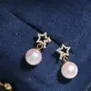 Acessórios DIY Base para Brinco de Pérola Estilo Estrela Prata de Lei S925, Brincos de Luxo Leve de Alta Qualidade, Base de Prata 7-12