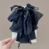 Grampo de rabo de cavalo suave em rede estilo coreano para mulheres, presilha de cabelo de fita floral de alta qualidade, presilha de tubarão estilo preguiçoso com laço, acessório de cabelo