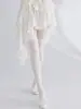 Meias de Seda Branco Puro Desejo Meia-calça Doce Lolita com Pontos Verticais Meias Base Jk Finas Pernas Bonitas Meias Estilo Francês