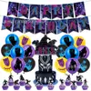 Decoraciones para fiesta de cumpleaños tema Pantera Negra transfronterizas en stock, pancarta, globos, adornos para pastel y set de banderas