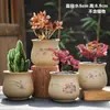 Cerâmica Queimada Lisa de Grés Flor de Carne Flor de Ameixa Orquídea Bambu Crisântemo Aplique Respirável Vaso para Plantas Verdes de Jardinagem Origem Atacado