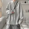 Sudadera de punto para capa base, colección de otoño Fitean, estilo old money, camiseta casual de manga larga para hombre, cuello Henley, negro