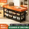 Banqueta suave acolchada de color naranja y gris para cambiar de zapatos en la entrada del hogar, se puede usar para sentarse y almacenar zapatos, banco largo suave acolchado para entrada del hogar