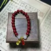 Pulseira de Cinábrio, nova pulseira estilo chinês ouro roxo com areia, pulseira de Cinábrio Flor de Lótus Pedra Olho de Gato, pulseira de contas com Pedra Olho de Gato