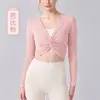 Cubierta de yoga de manga larga con escote en V pronunciado y diseño cruzado, nuevo producto de otoño e invierno, ropa exterior para ejercicio Pilates, ropa de fitness y yoga para mujer