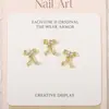 LZ Nueva Manicura de Corte Alto Joyería de Circonita Lazo Cinta Conservación del Color Lujo Ligero Blanco Cristalino Mariposa Diamante para Uñas Joyería