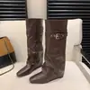 Botas de Motocicleta Largas con Hebilla Cuadrada para Otoño 2026, Alargadoras, Versátiles, Adelgazantes, de Moda para Piernas, Botas Largas para Mujer