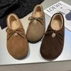 2026 Sapatos Femininos Versáteis Slip-On Quentes Artísticos Estilo Floresta Retrô com Laço, Mocassins Femininos de Tamanho Grande