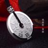 Colgante de plata de ley con forma de fantasma de montaña, hebilla de seguridad de plata pura 999, colgante de plata chismosa, cordón, llavero retro de plata para hombres y mujeres.