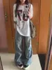 Camiseta de Manga Corta de Algodón Puro con Estampado de Letras, Estilo Americano, Nueva, Holgada, Versátil para Mujer, Verano, Retro, Casual, Tops para Pareja, Camiseta