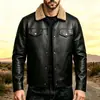 Outono/Inverno 2026 Transfronteiriço Amazon Jaqueta de Couro Grossa Casual Masculina com Gola Reversível Forrada com Lã Nova Roupa Masculina Simples