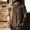 Nueva Camisa Polo de Lino de Manga Corta con Cuello Henry Estilo Old Money para Hombre, Top Camiseta Holgada de Marca Tendencia Otoñal para Hombre