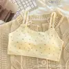 Top Regata Floral Sem Costura Popular para Meninas Adolescentes em Fase de Desenvolvimento, Respirável, Sem Aro, Amigo da Pele, Confortável, Bojos Fixos Internos