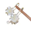 Pendientes de Flor de Diamante y Perla para Mujer Pendientes de Gancho para Oreja Clúster Retro Francés Joyería de Oreja Versátil de Lujo Accesible a la Moda